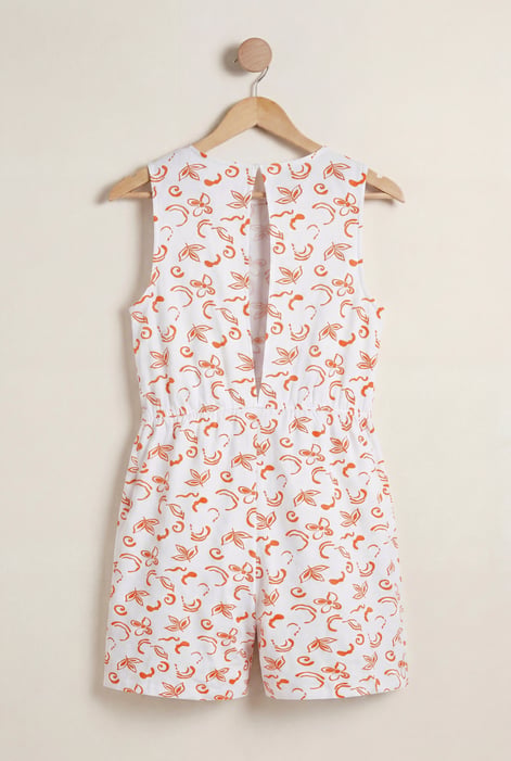 Orange Sleeveless All Over Print Playsuit