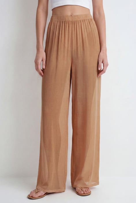 Women’s Brown Sheer Crepe Wide Leg Trouser | Enorsia