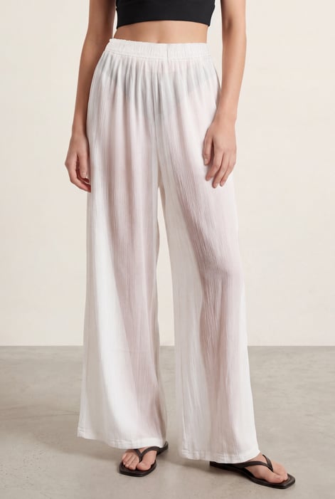 Women’s Brown Sheer Crepe Wide Leg Trouser | Enorsia