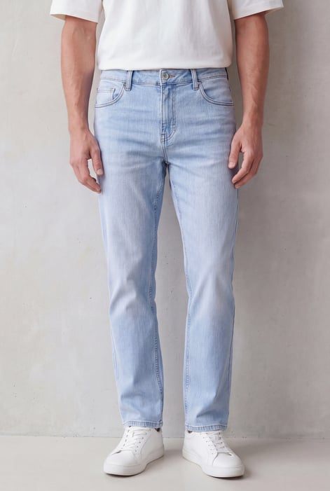 Mid Blue Comfort Stretch Straight Fit Jeans