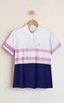 Women's Colour Block Striped Polo Shirt