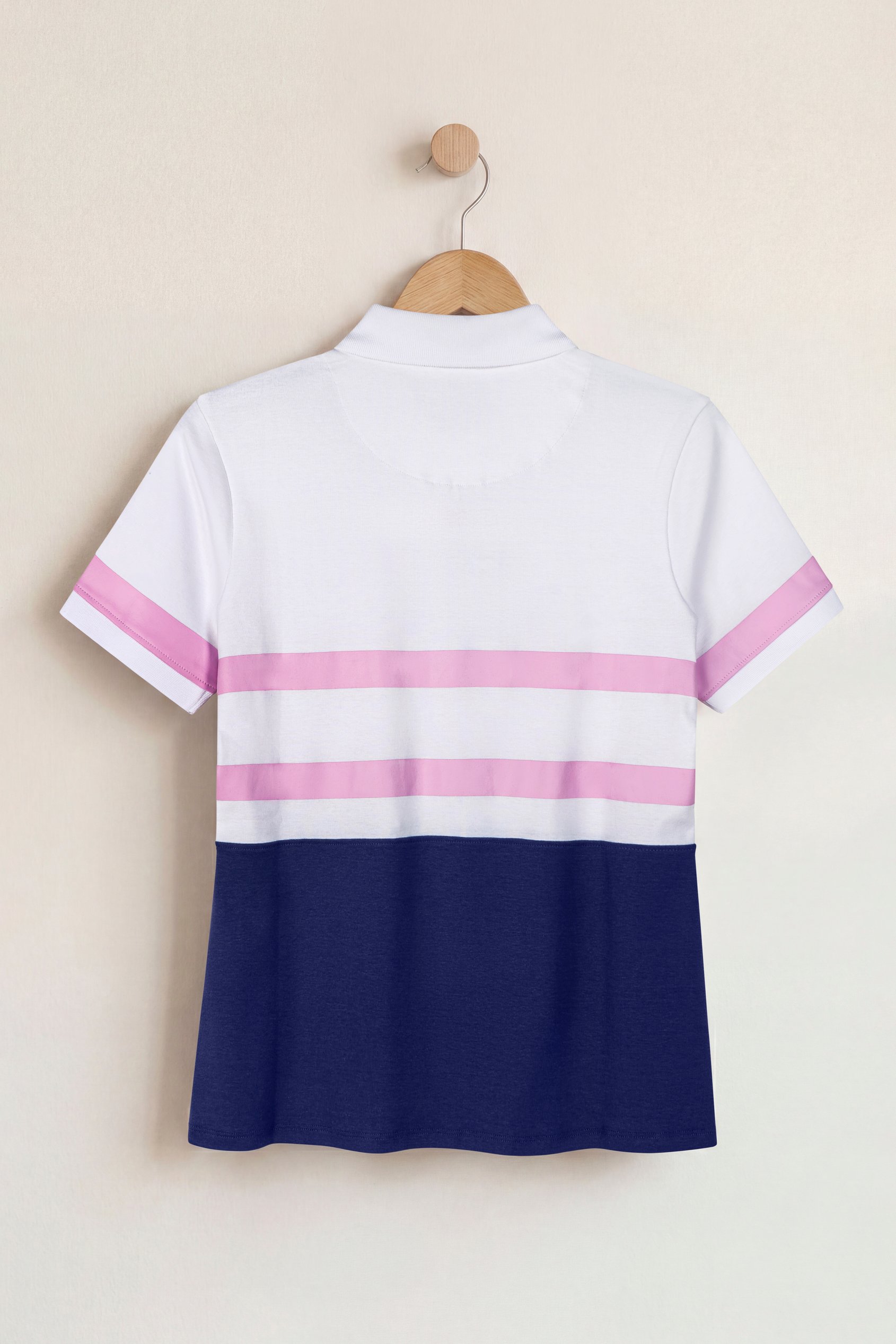 Women's Colour Block Striped Polo Shirt