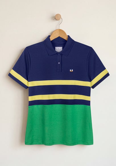 Women's Colour Block Striped Polo Shirt