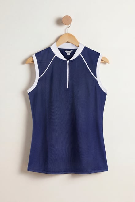 Women's Sleeveless Quarter Zip Polo Top