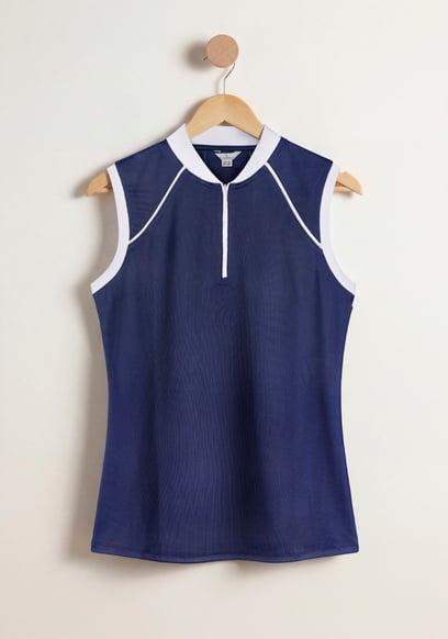 Women's Sleeveless Quarter Zip Polo Shirt