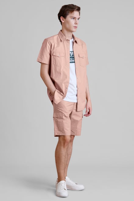 Men's Western Styling Cotton Twin Pocket Short Sleeve Shirt