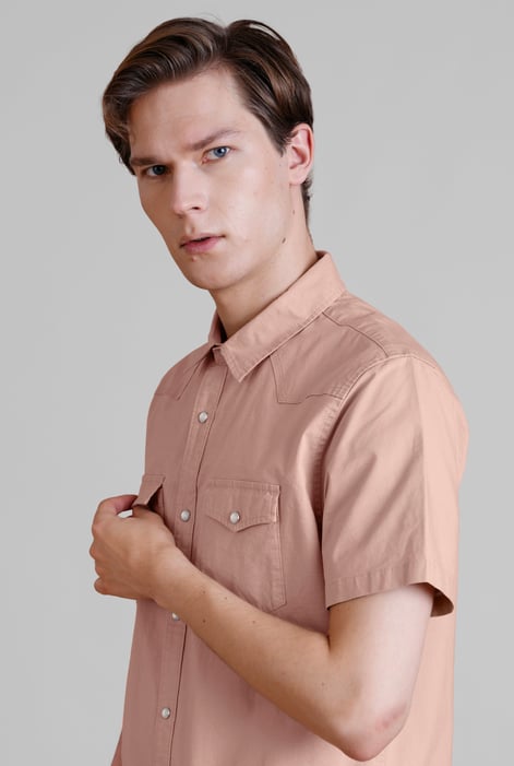 Men's Brown Stretch Ripstop Short Sleeve Utility Shirt | Enorsia