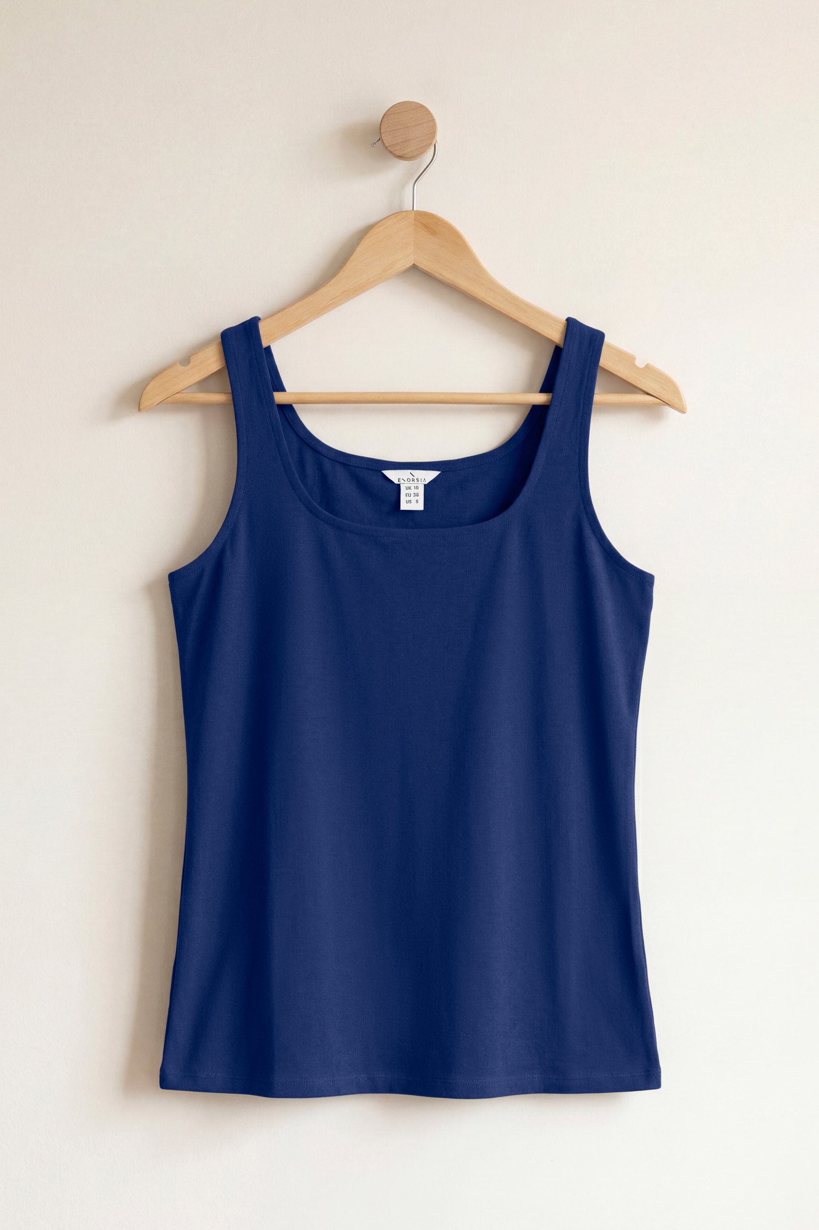 Enorsia Women's Navy Cotton Strap Vest - Uk 14
