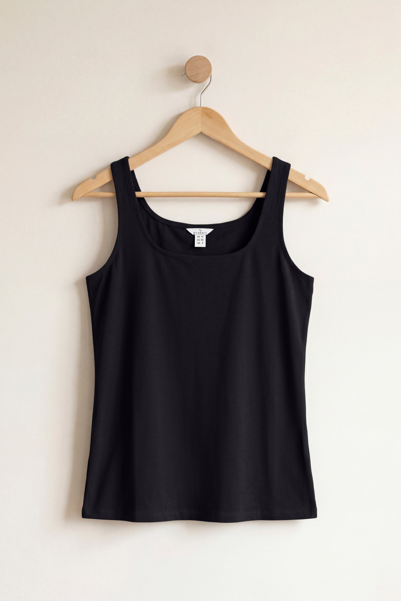 Enorsia Women's Black Cotton Strap Vest - Uk 12