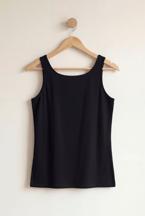 Black Cotton Strap Vest