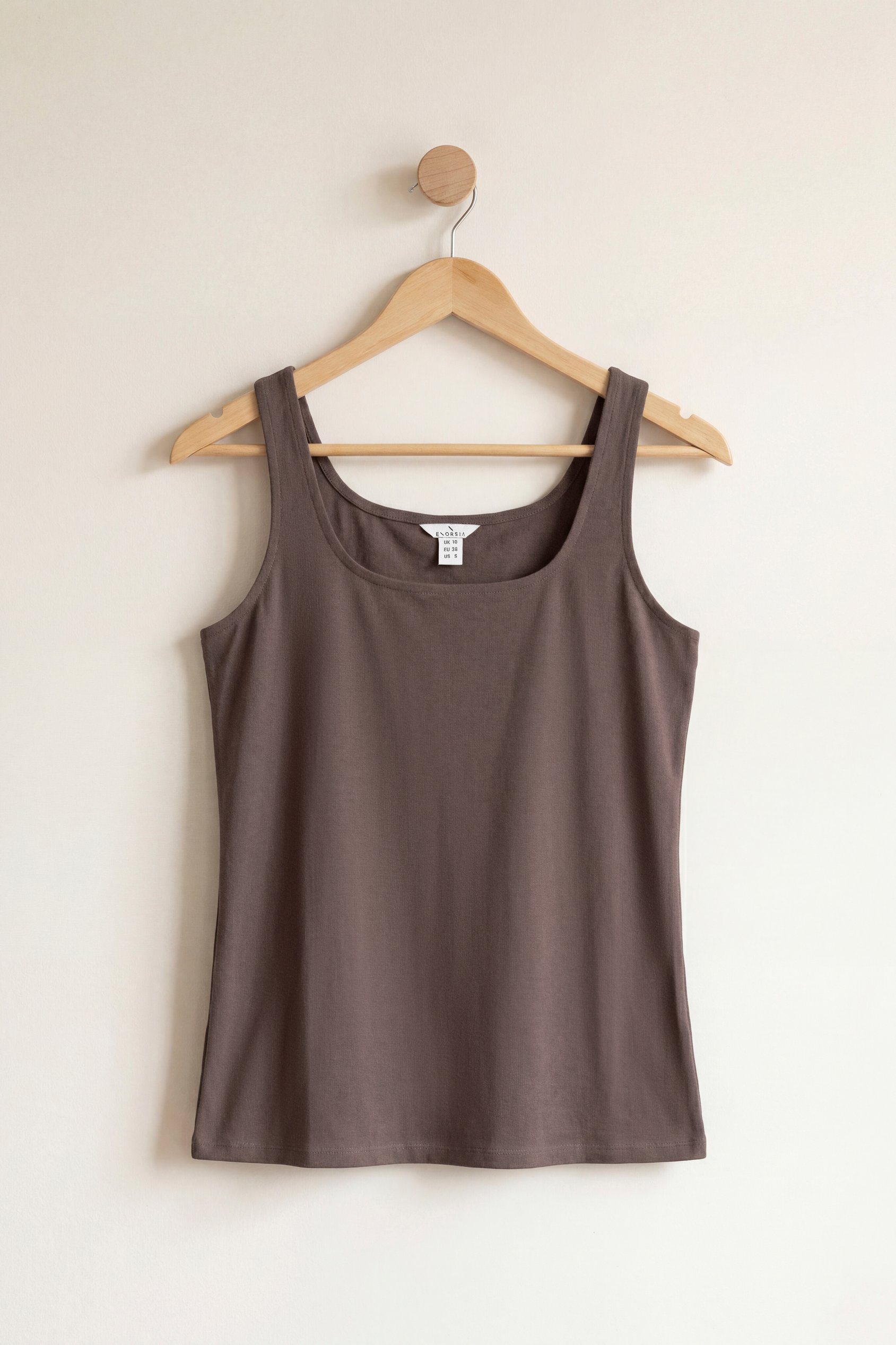 Enorsia Women's Brown Cotton Strap Vest - Uk 14