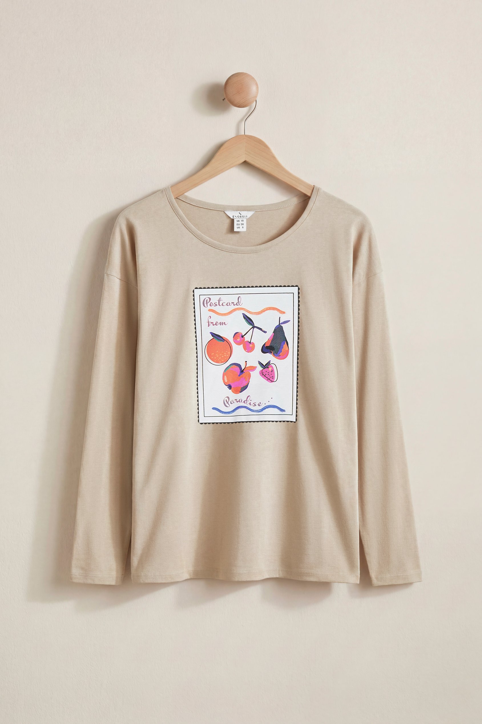 Enorsia Women's Cream ’S Crew Neck Long Sleeve T-Shirt | - Uk 16