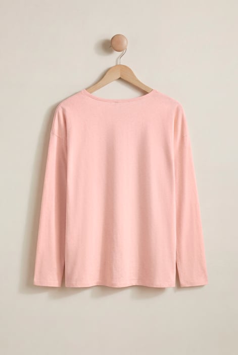 Women’s Pink Crew Neck Long Sleeve T-Shirt | Enorsia