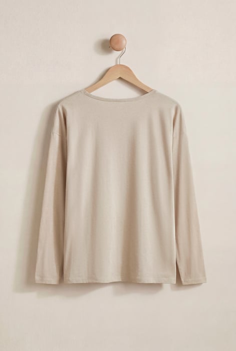 Women’s Cream Crew Neck Long Sleeve T-Shirt | Enorsia
