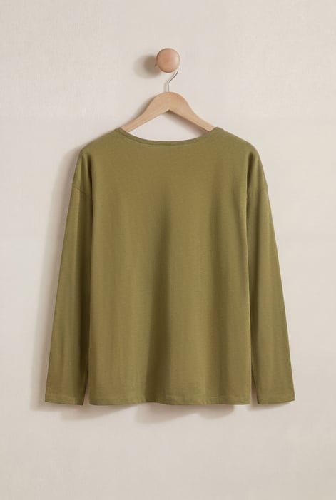 Women’s Green Crew Neck Long Sleeve T-Shirt | Enorsia