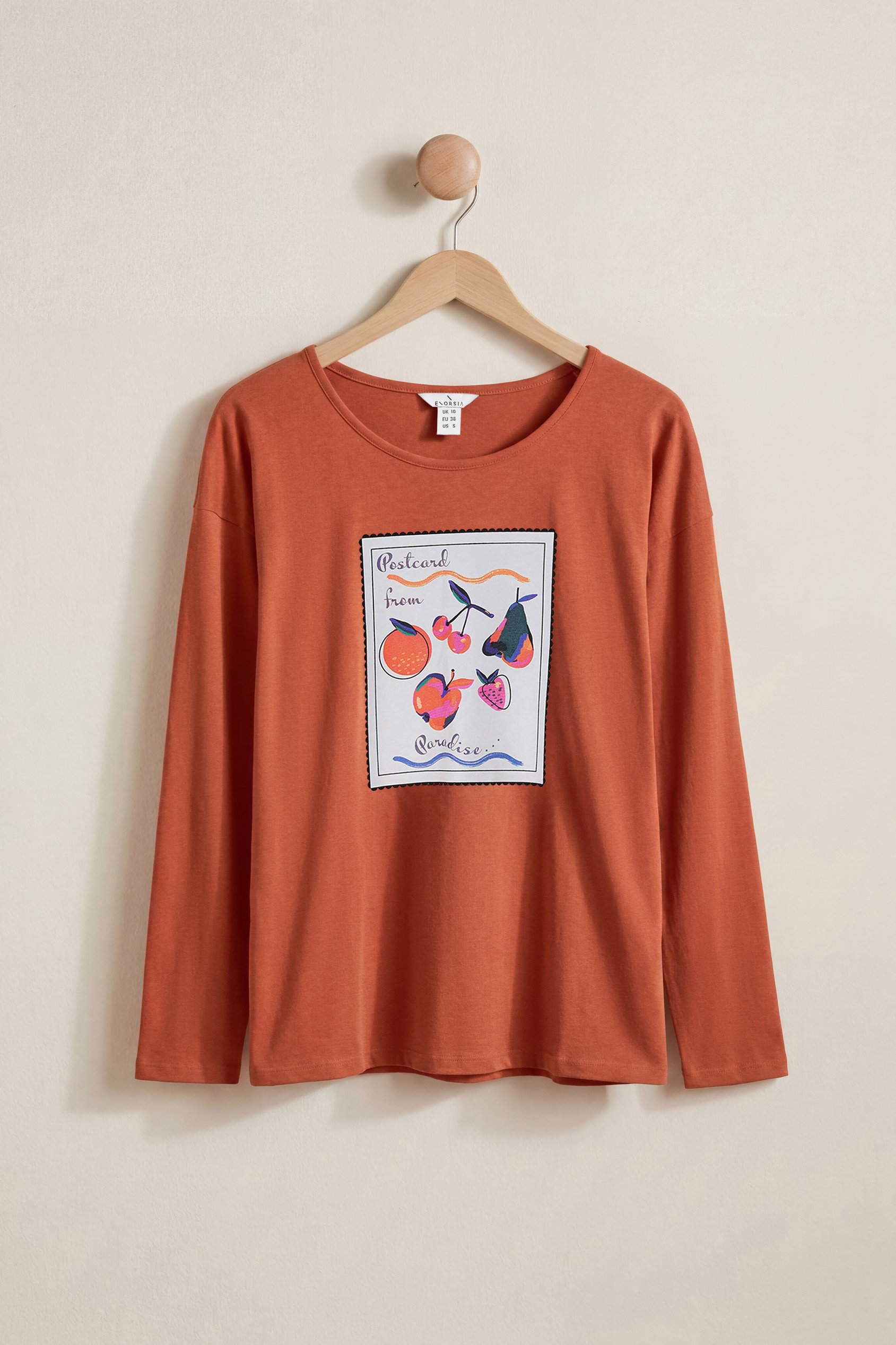 Enorsia Women's Orange ’S Crew Neck Long Sleeve T-Shirt | - Uk 12