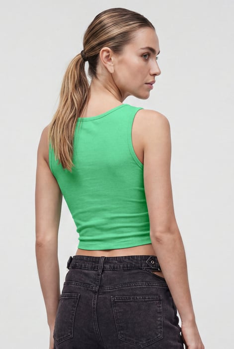 Women's Green Cotton Summer Vest  |  Enorsia