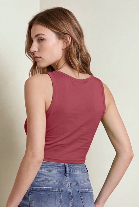 Women's Red Cotton Summer Vest  |  Enorsia