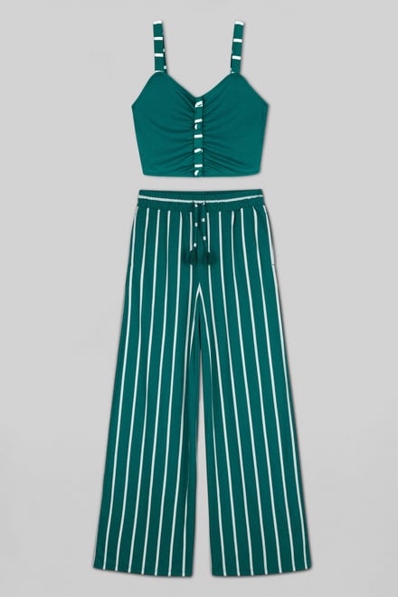 Striped Flare pant with Strappy Top Set