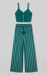 Striped Flare pant with Strappy Top Set