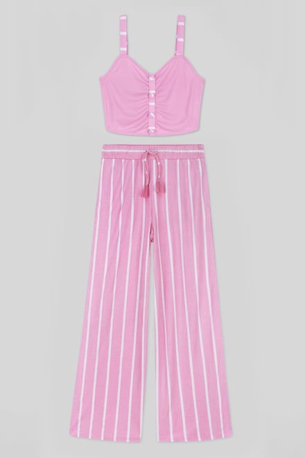 Striped Flare pant with Strappy Top Set