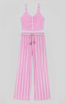 Striped Flare pant with Strappy Top Set
