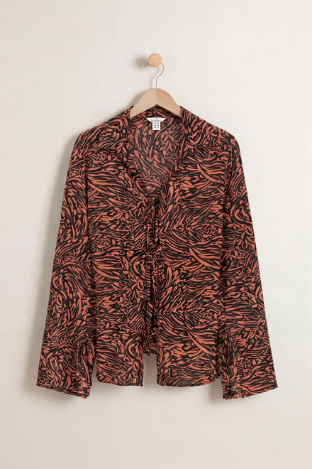 Tie Open Front Viscose Blouse