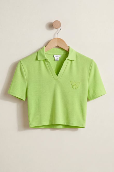 Women’s Cotton Jersey V Neck Cropped Top