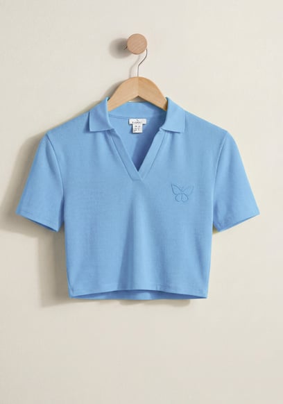 Women’s Waffle V Neck Cropped Top