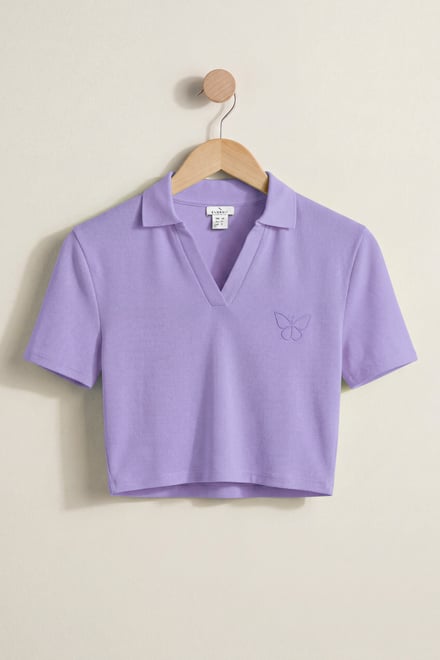 Women’s Cotton Jersey V Neck Cropped Top