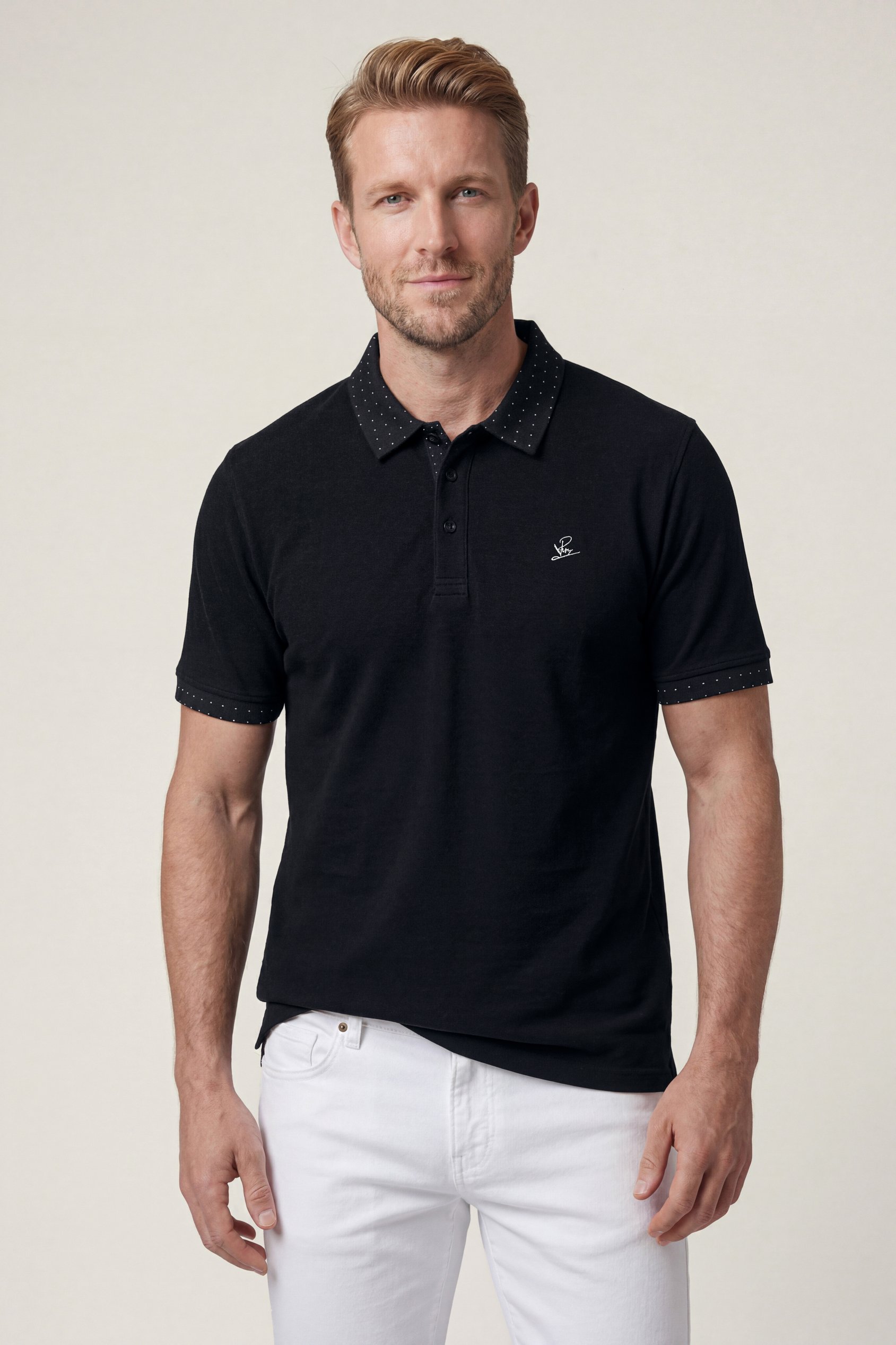 Enorsia Men's Black Pique Polo Shirt - Uk S