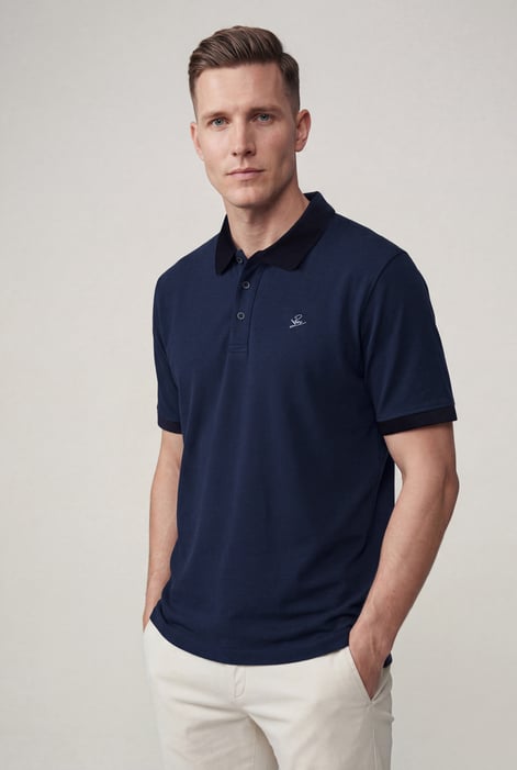 Men’s Navy Pique Polo Shirt | Enorsia
