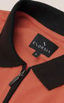 Contrast Collar Zip-Up Polo Shirt