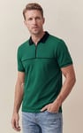 Contrast Collar Zip-Up Polo Shirt