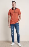 Contrast Collar Zip-Up Polo Shirt