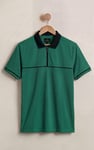Contrast Collar Zip-Up Polo Shirt