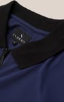 Contrast Collar Zip-Up Polo Shirt