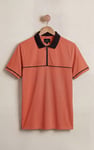 Contrast Collar Zip-Up Polo Shirt