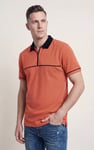 Contrast Collar Zip-Up Polo Shirt