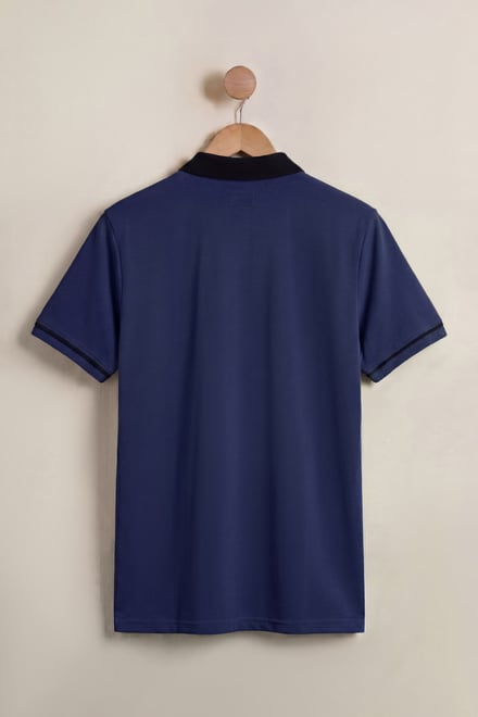 Contrast Collar Zip-Up Polo Shirt