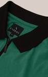 Contrast Collar Zip-Up Polo Shirt