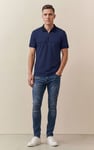 Contrast Collar Zip-Up Polo Shirt