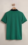 Contrast Collar Zip-Up Polo Shirt