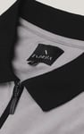 Contrast Collar Zip-Up Polo Shirt