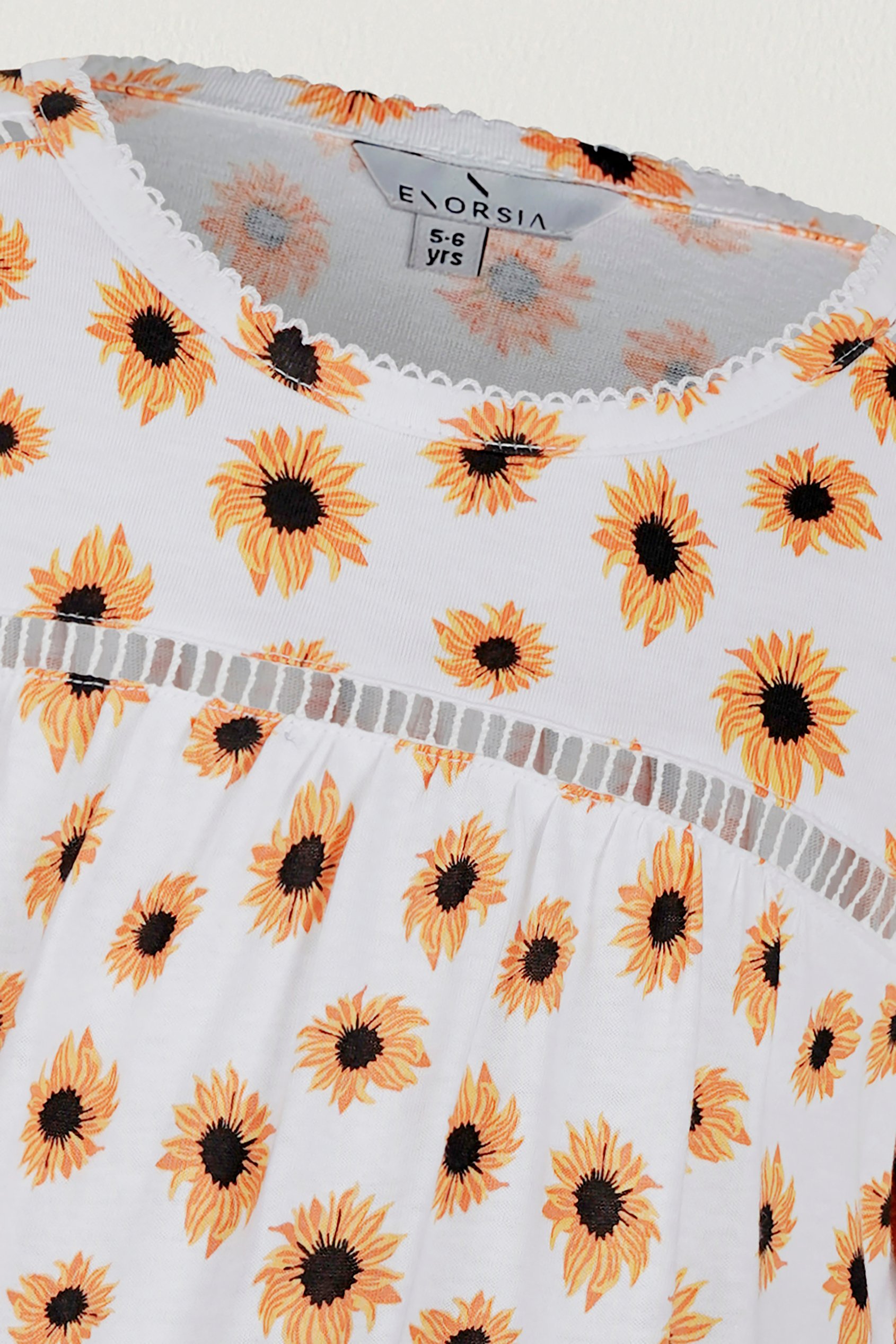 Girls Lace Details Sunflower Print Dress  (5yrs - 11yrs)
