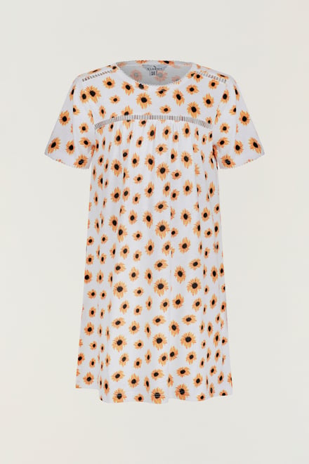 Girls Lace Details Sunflower Print Dress  (5yrs - 11yrs)