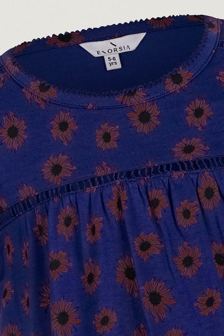 Girls Lace Details Sunflower Print Dress  (5yrs - 11yrs)