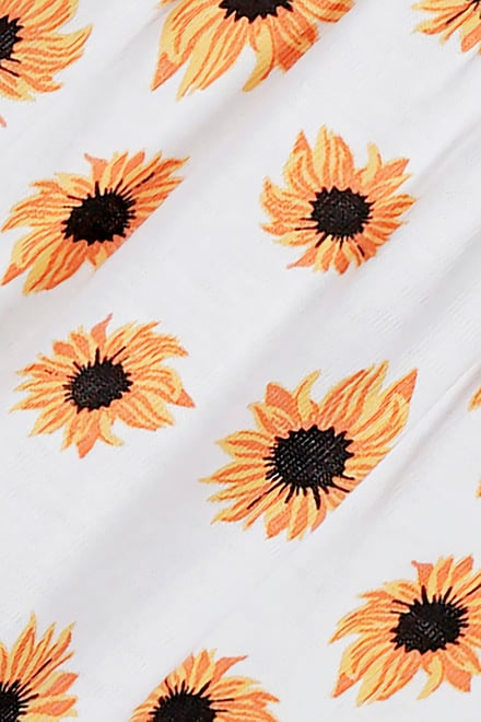 Girls Lace Details Sunflower Print Dress  (5yrs - 11yrs)