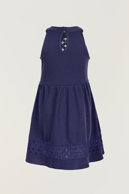 Girls Halter Neck Lace Trim Jersey Dress (5/6yrs - 10/11yrs)
