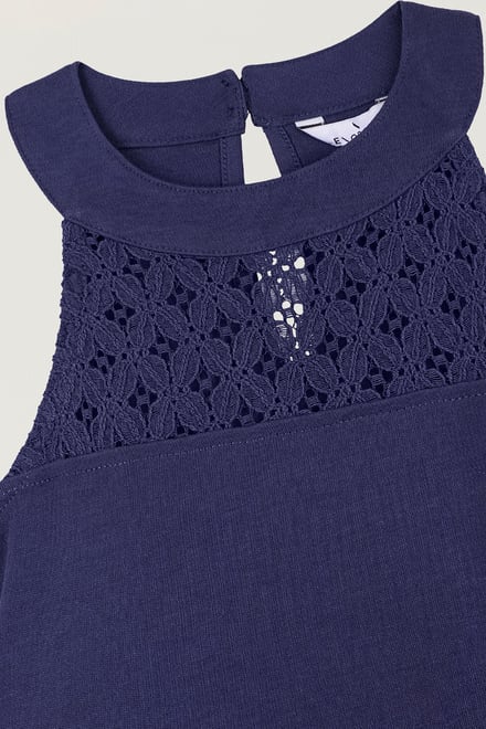 Girls Halter Neck Lace Trim Jersey Dress (5/6yrs - 10/11yrs)